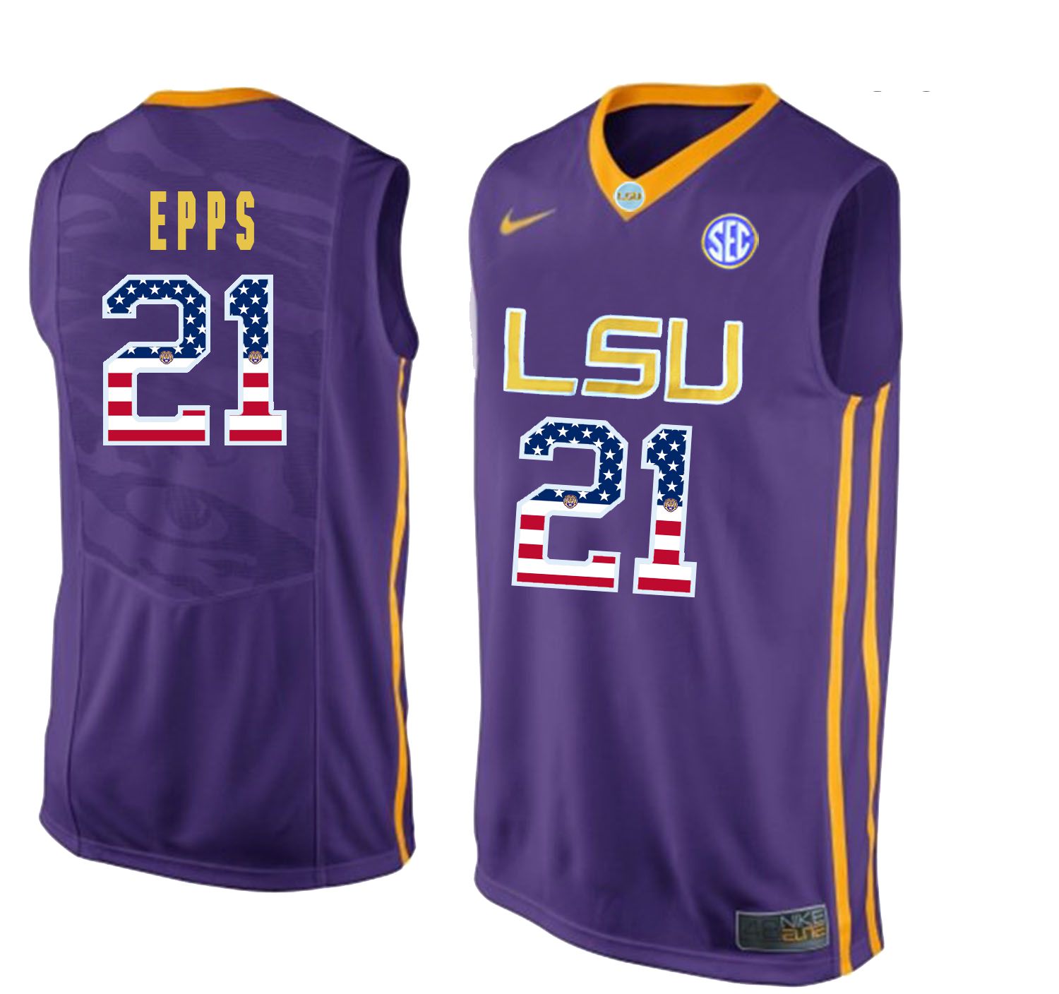 Men LSU Tigers #21 Epps Purple Flag Customized NCAA Jerseys
